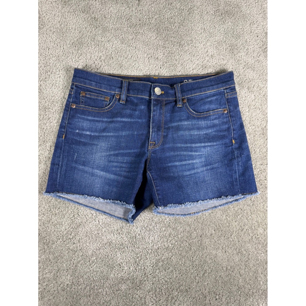 J.Crew Indigo Denim Cutoff Shorts Dark Wash Raw Hem Size 27